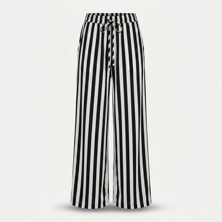 Pantaloni estivi a righe verticali con gamba larga da donna