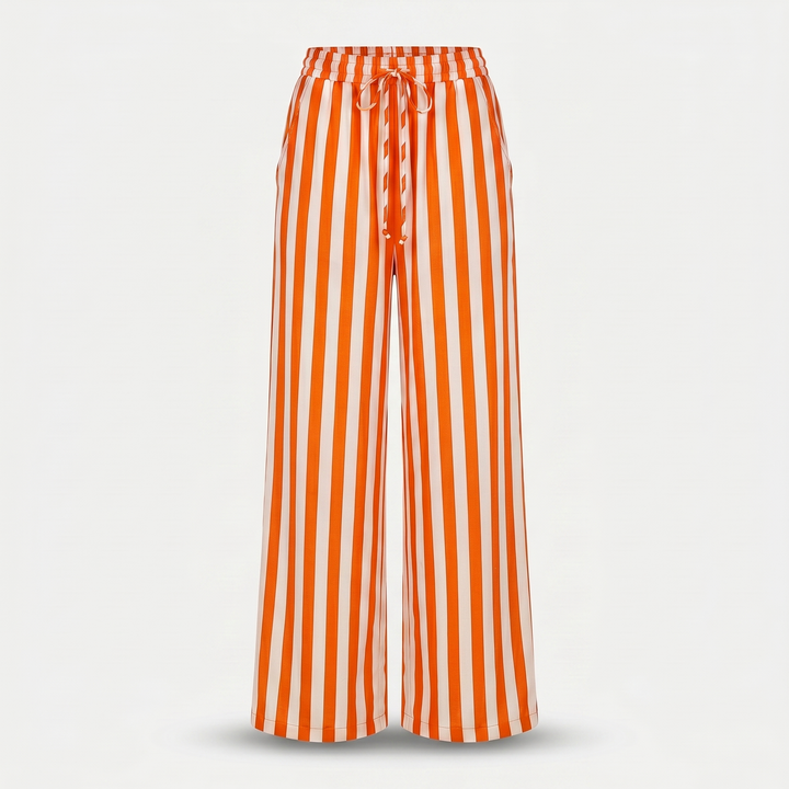 Pantaloni estivi a righe verticali con gamba larga da donna