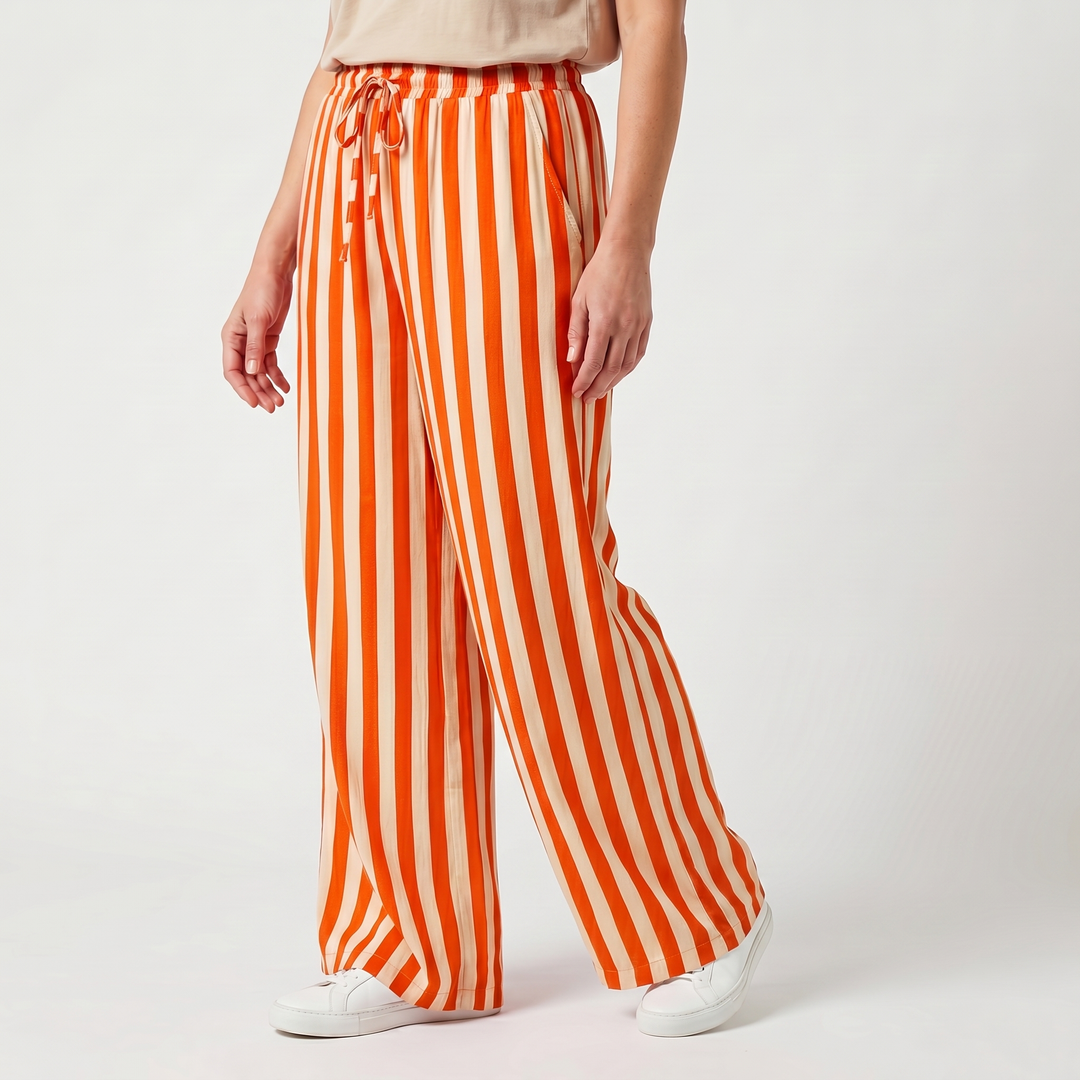 Pantaloni estivi a righe verticali con gamba larga da donna