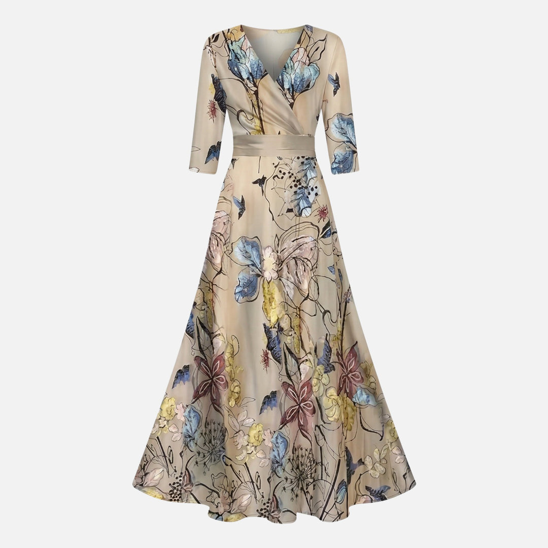 Wickel-Satin-Maxikleid mit V-Ausschnitt für Damen