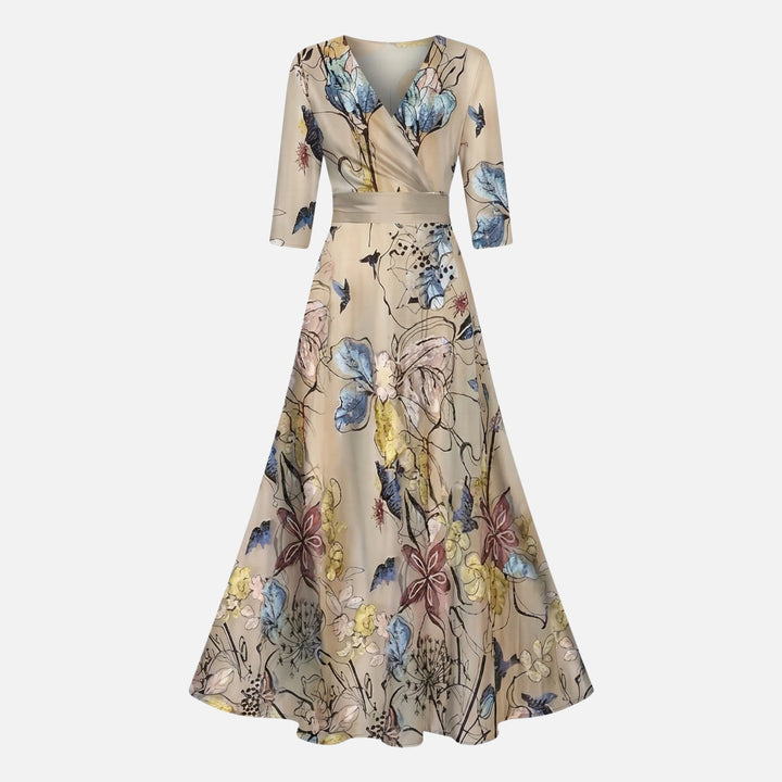 Wickel-Satin-Maxikleid mit V-Ausschnitt für Damen