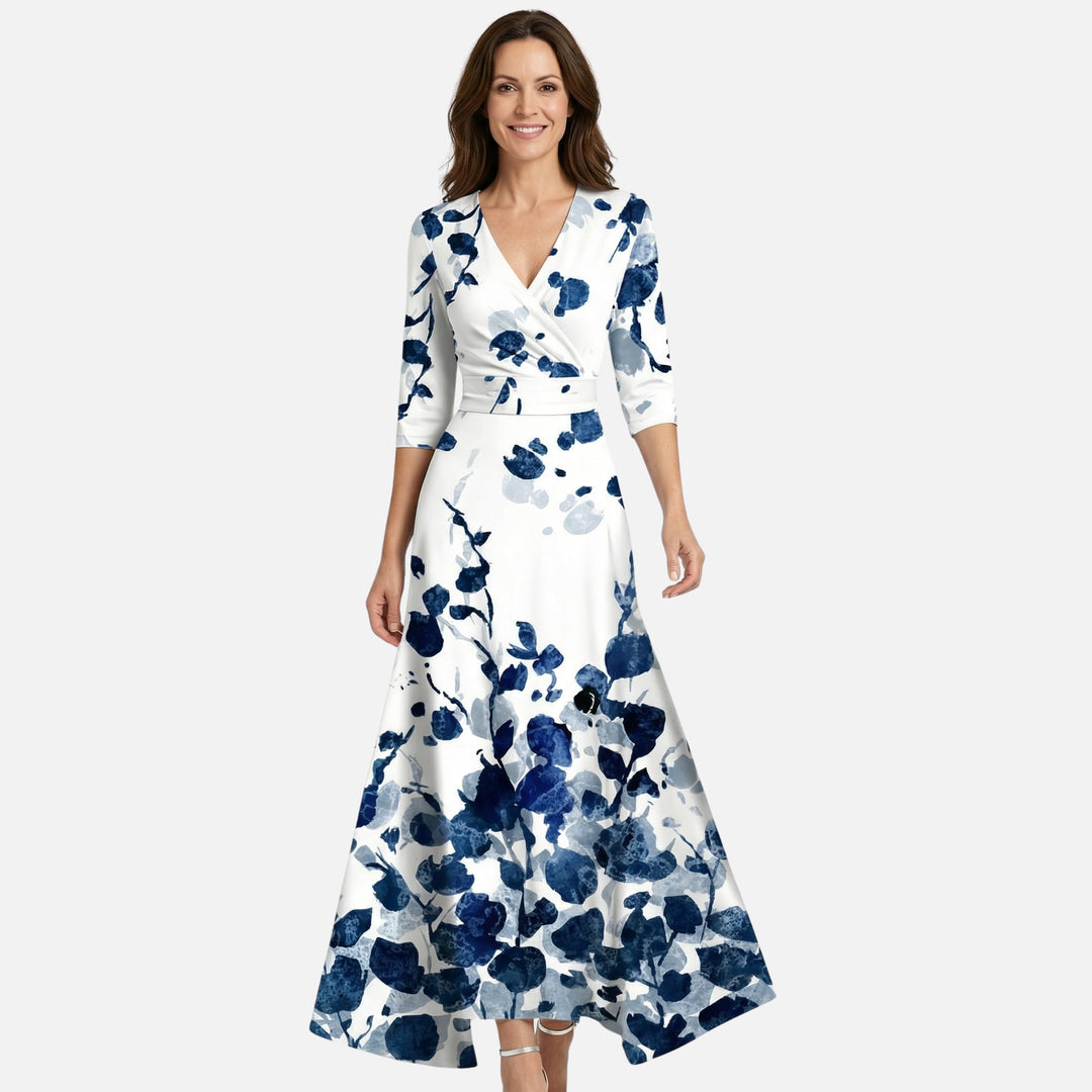 Wickel-Satin-Maxikleid mit V-Ausschnitt für Damen