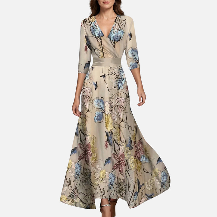 Wickel-Satin-Maxikleid mit V-Ausschnitt für Damen
