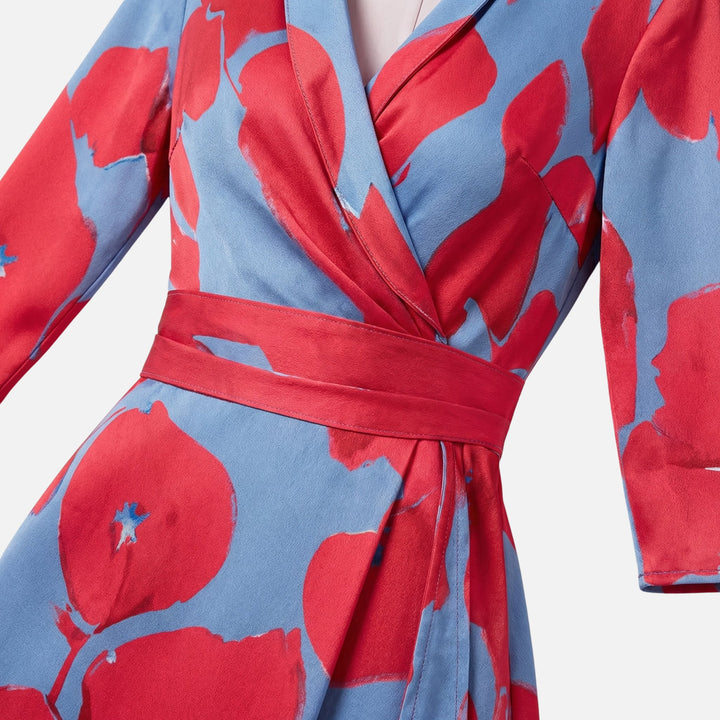 Wickel-Satin-Maxikleid mit V-Ausschnitt für Damen