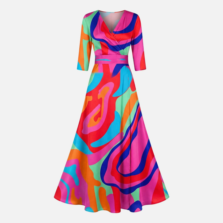 Wickel-Satin-Maxikleid mit V-Ausschnitt für Damen