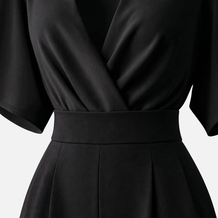 Weites Bein Jumpsuit mit V-Ausschnitt für Damen
