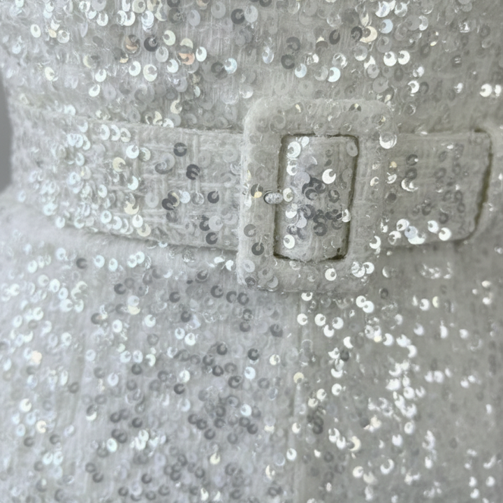 Tuta con paillettes, gambe larghe e spalline sottili da donna