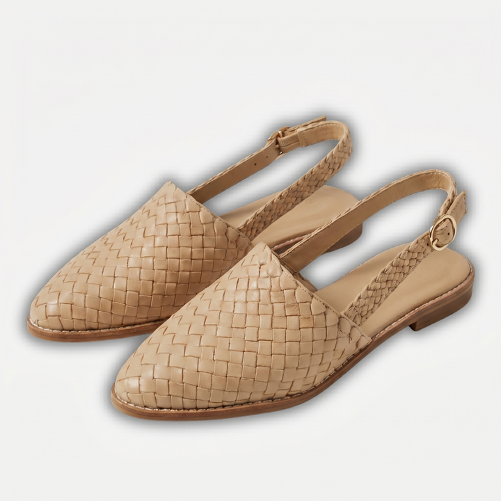 Pletené slingback baleríny s přezkami pro ženy