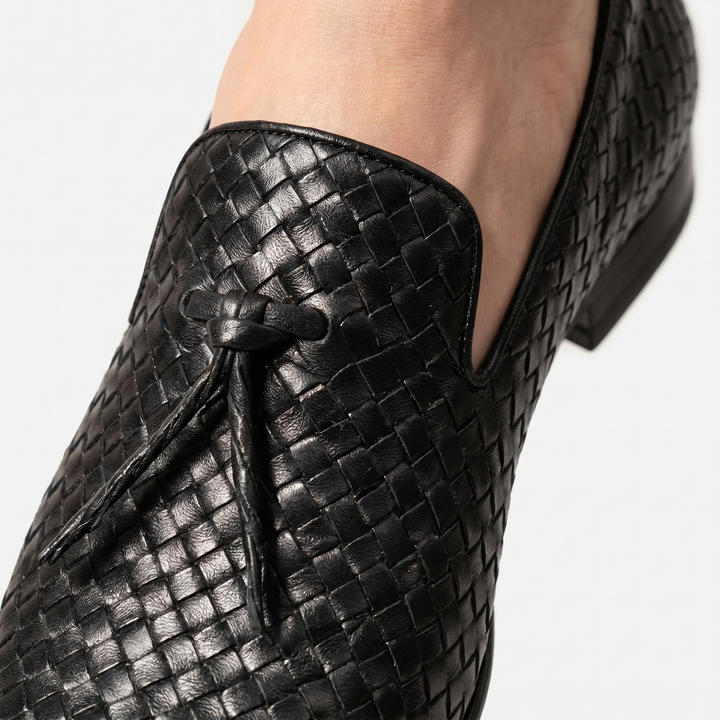 Pánské pletené slip-on mokasíny s třásňovým detailem