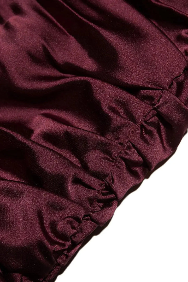 Vestido drapeado sin tirantes con dobladillo asimétrico para mujer
