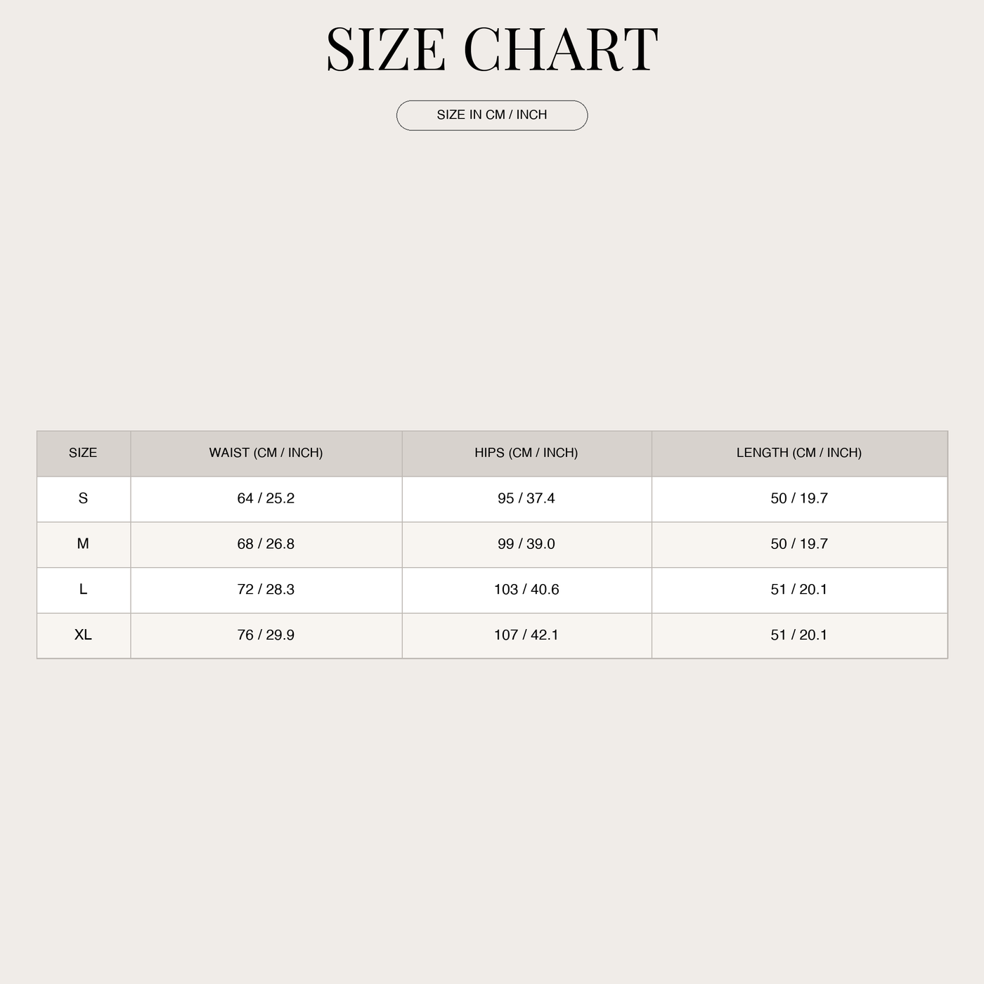 Jorts in denim, shorts a vita alta e gamba larga da donna size chart