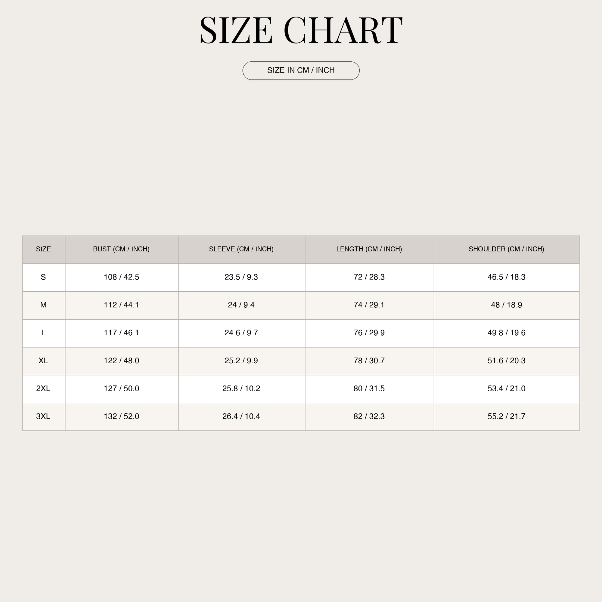 Size chart