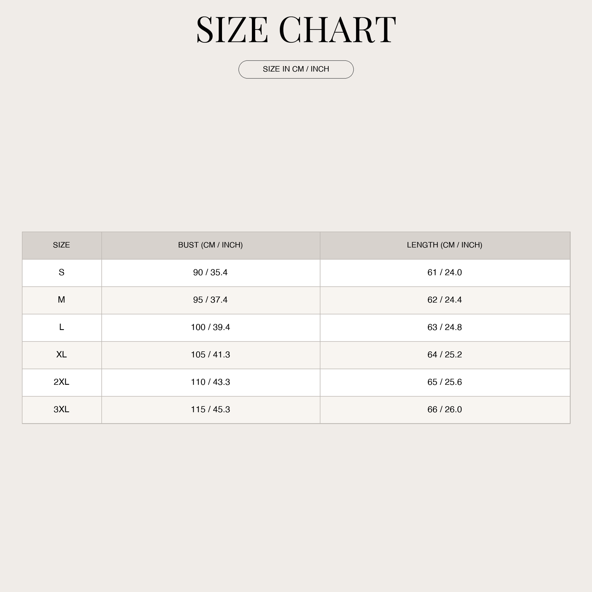 Size chart