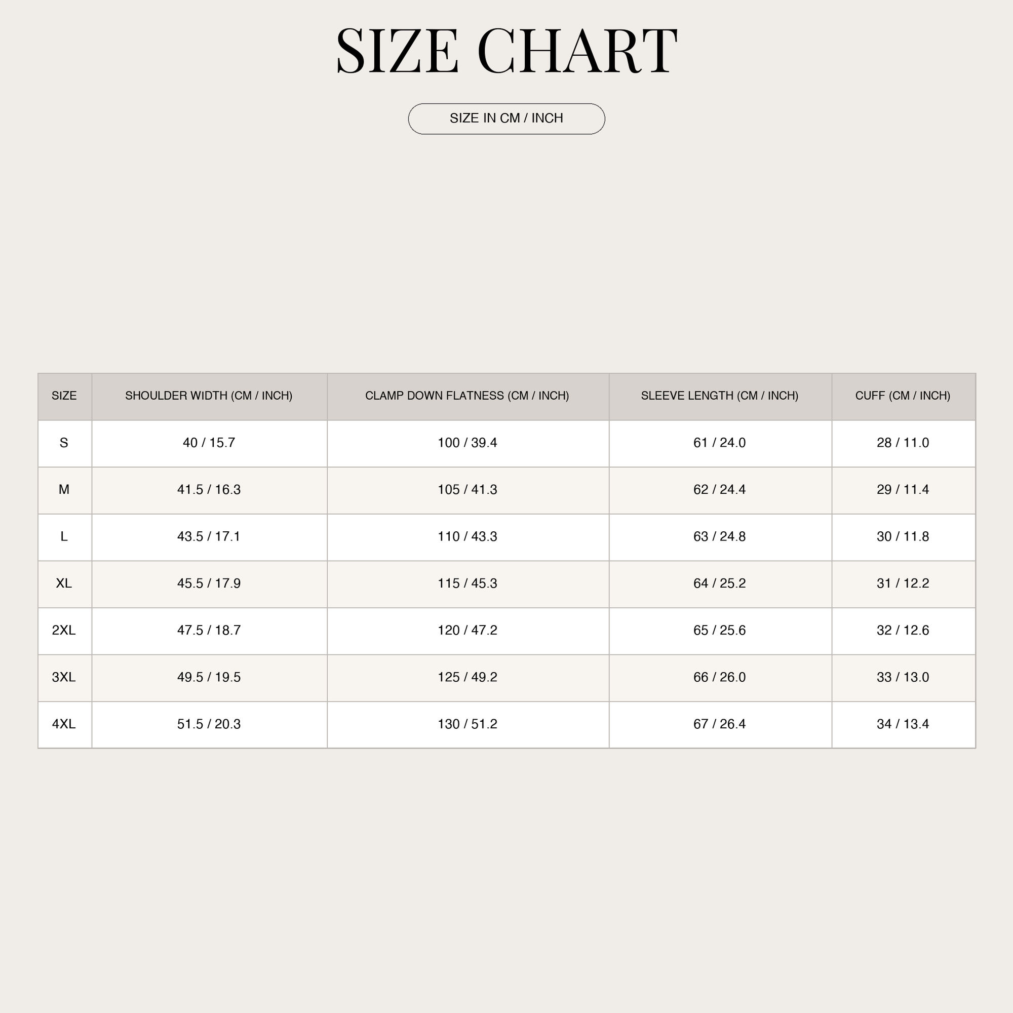 Size chart
