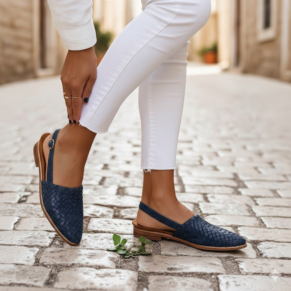 Slingbacks tejidos con correa ajustable para mujer