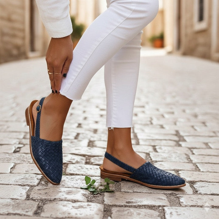 Slingbacks tejidos con correa ajustable para mujer