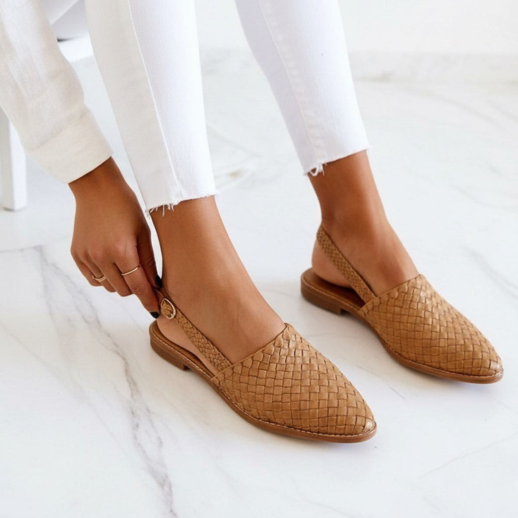 Slingbacks tejidos con correa ajustable para mujer