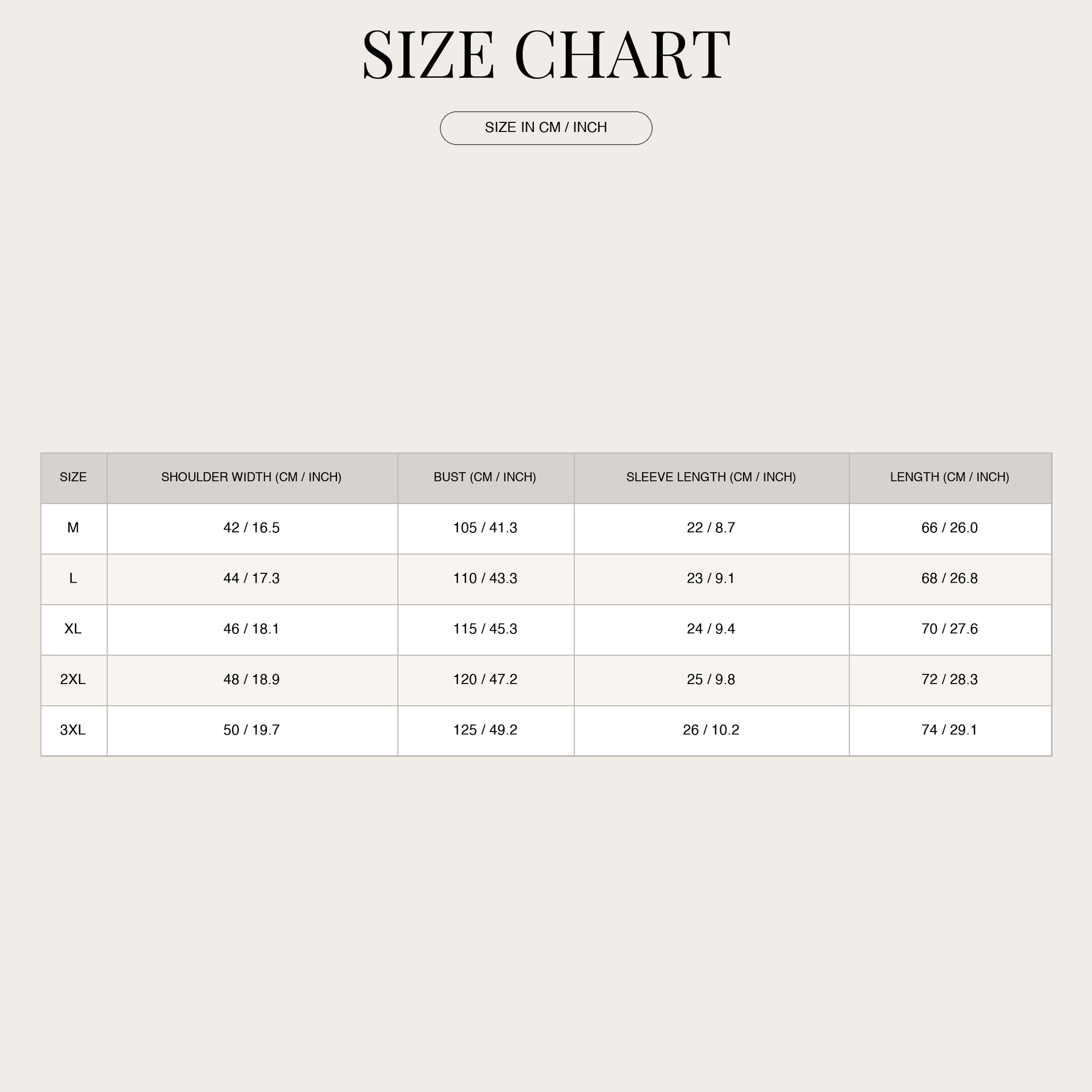Size chart