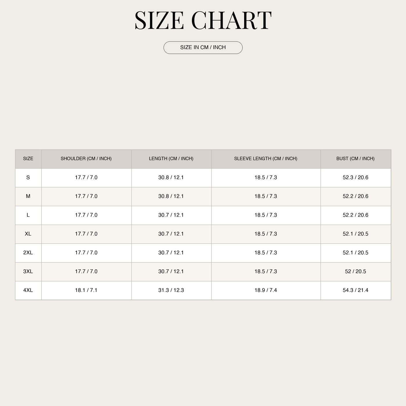 Blouse with V-neck and buttons for women size chart