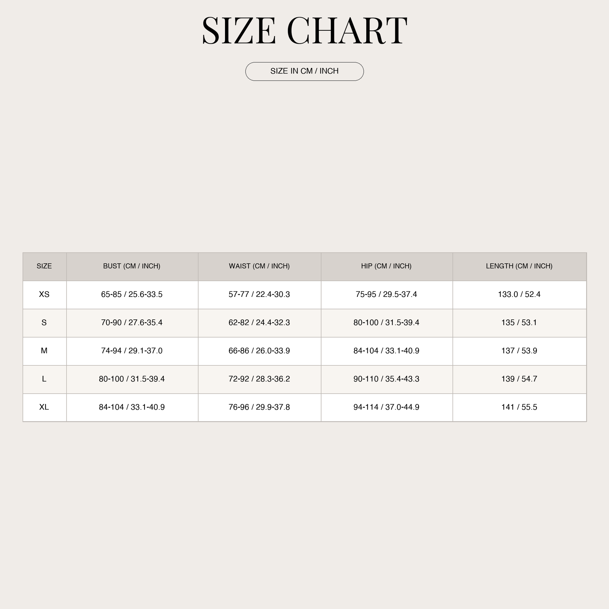 Size chart