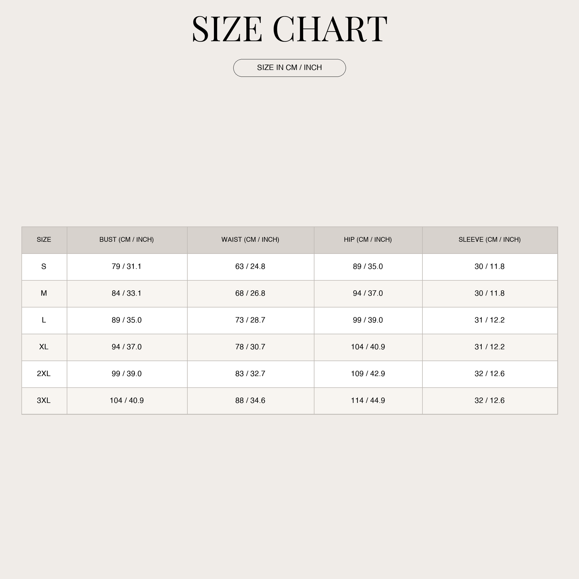 Size chart