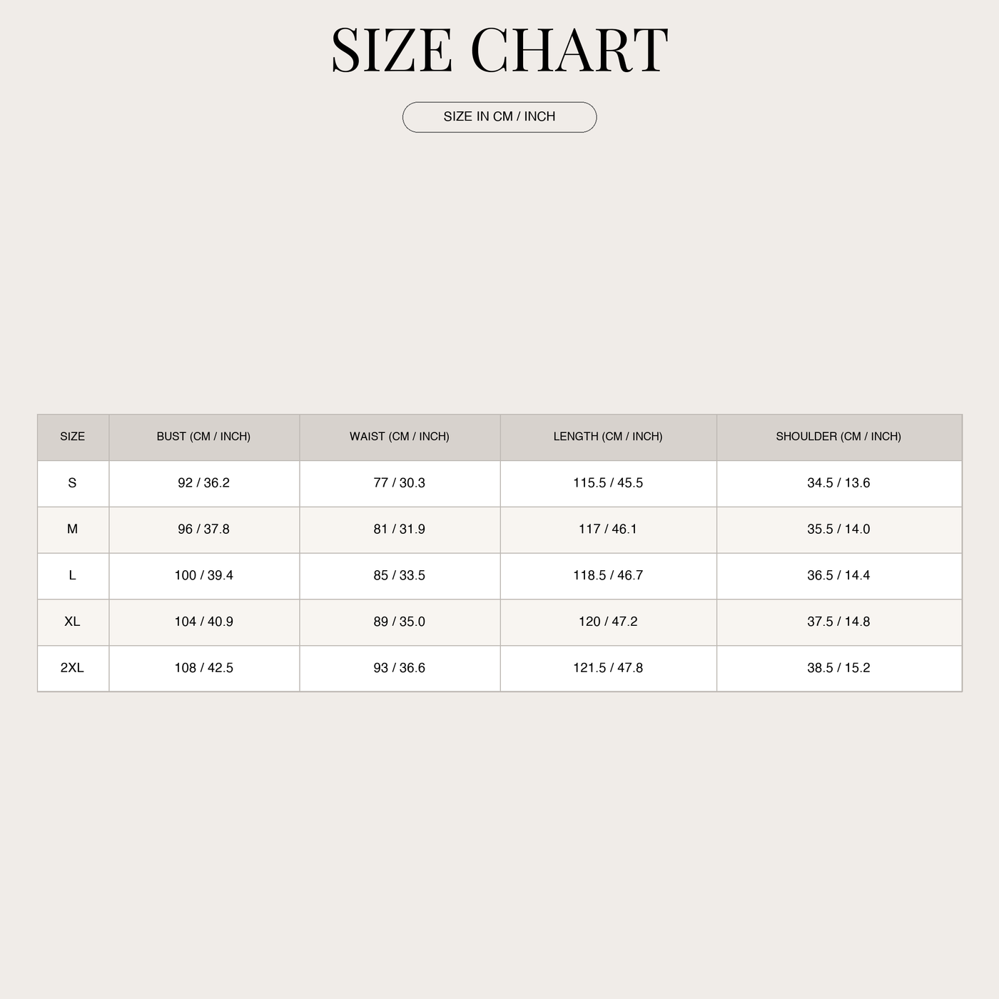 Abito in organza floreale per donna – scollo a V e cintura in vita size chart