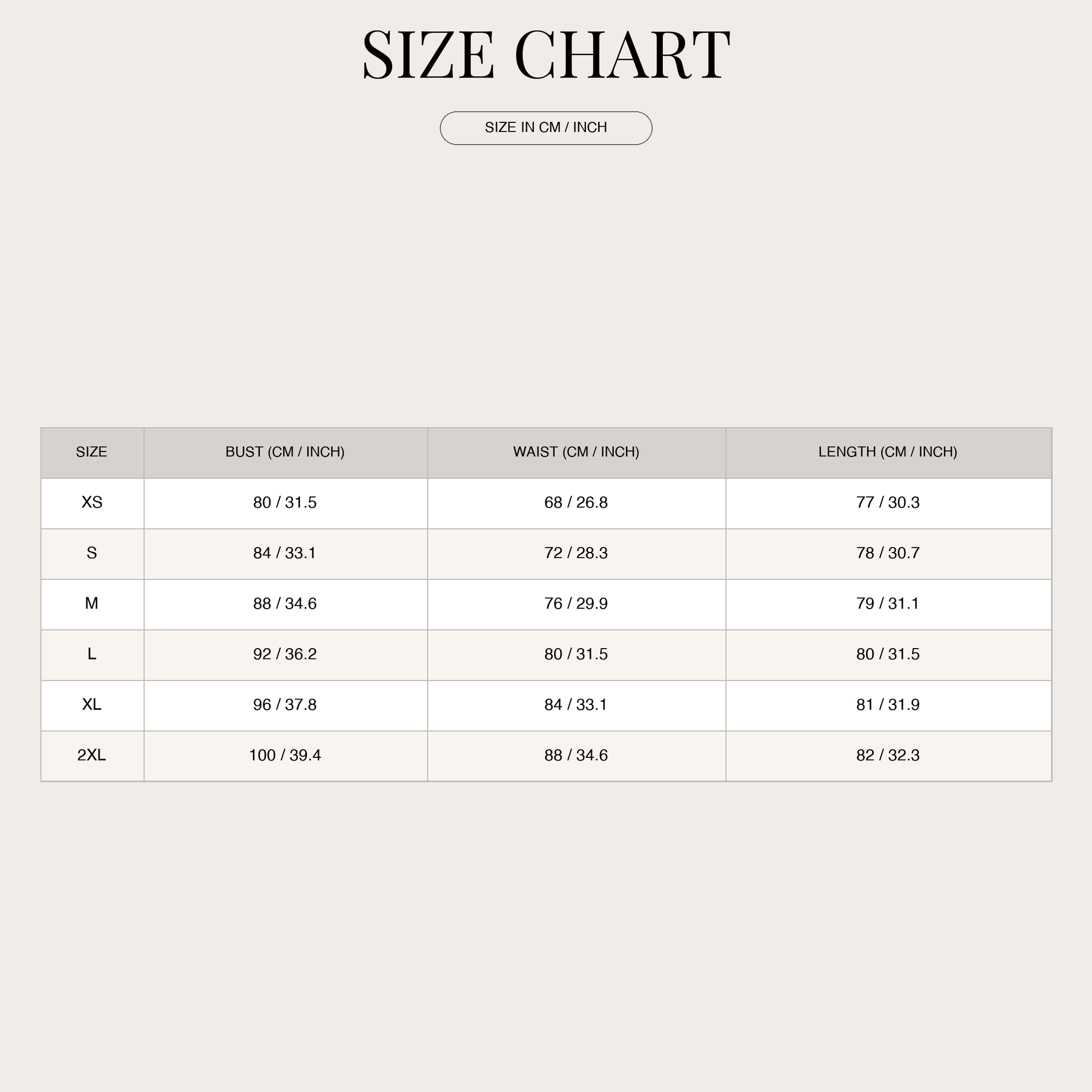 Size chart