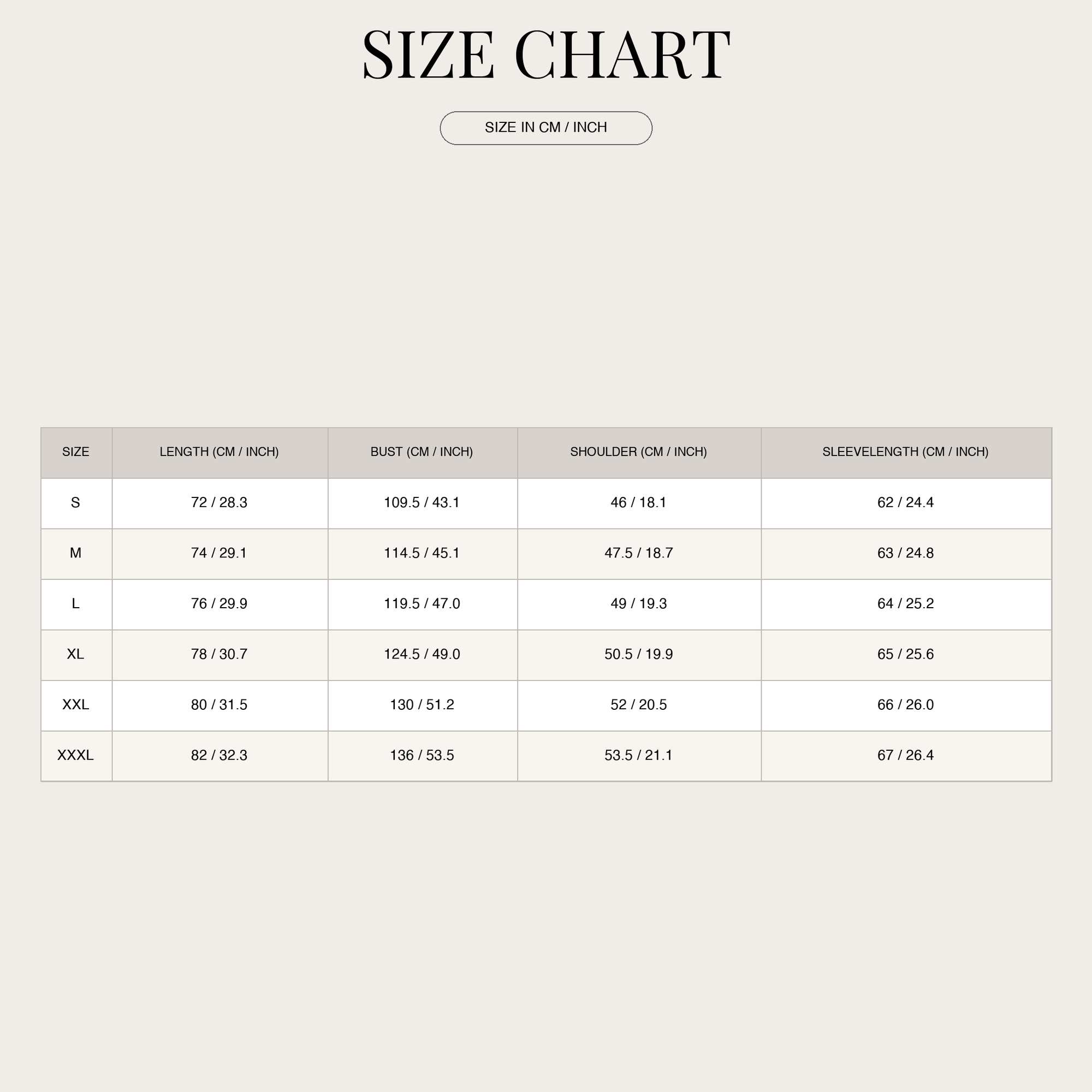 Size chart
