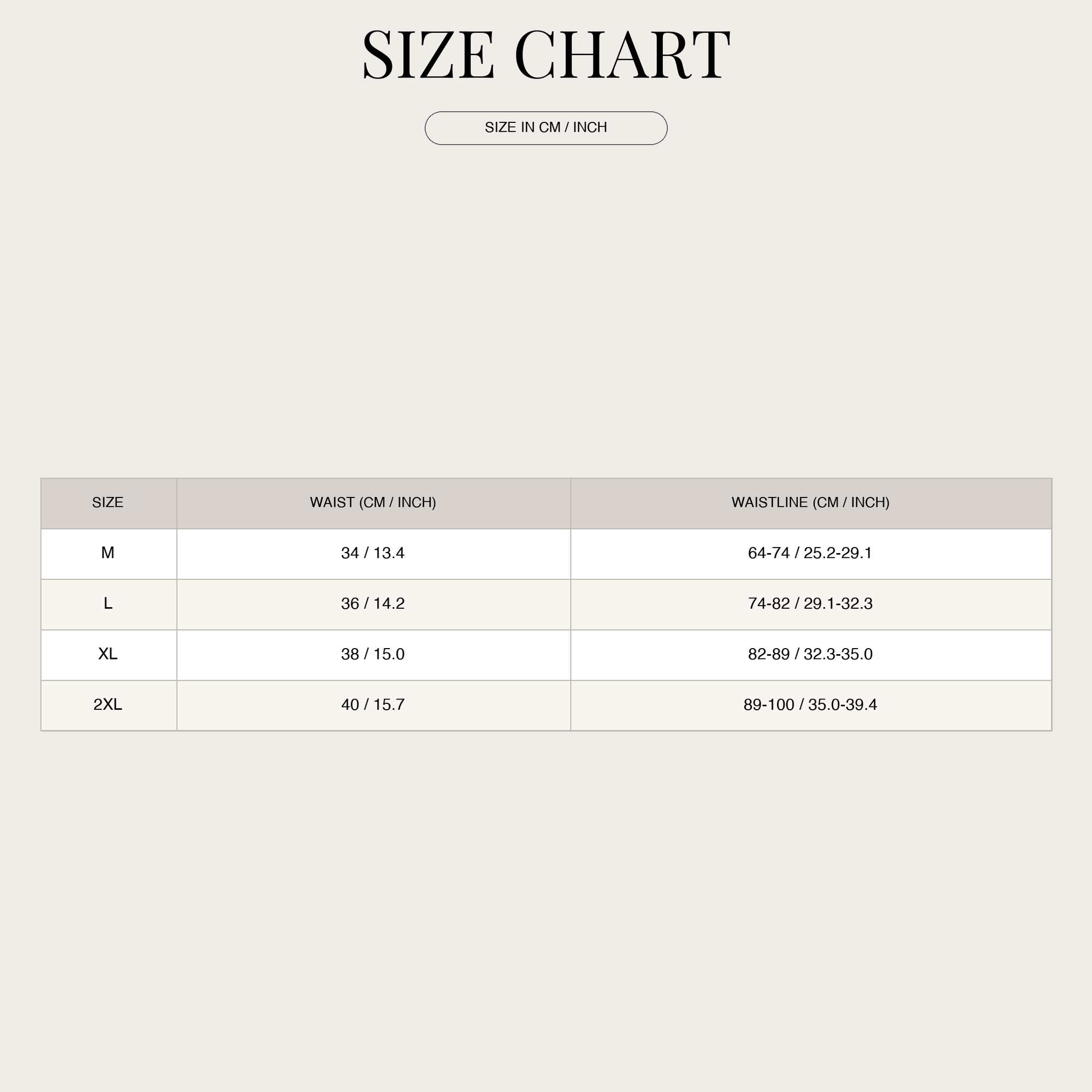 Size chart