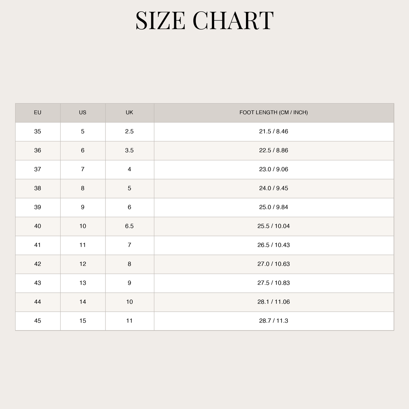 Women's Sandals – Arch Support & Padded Footbed size chart