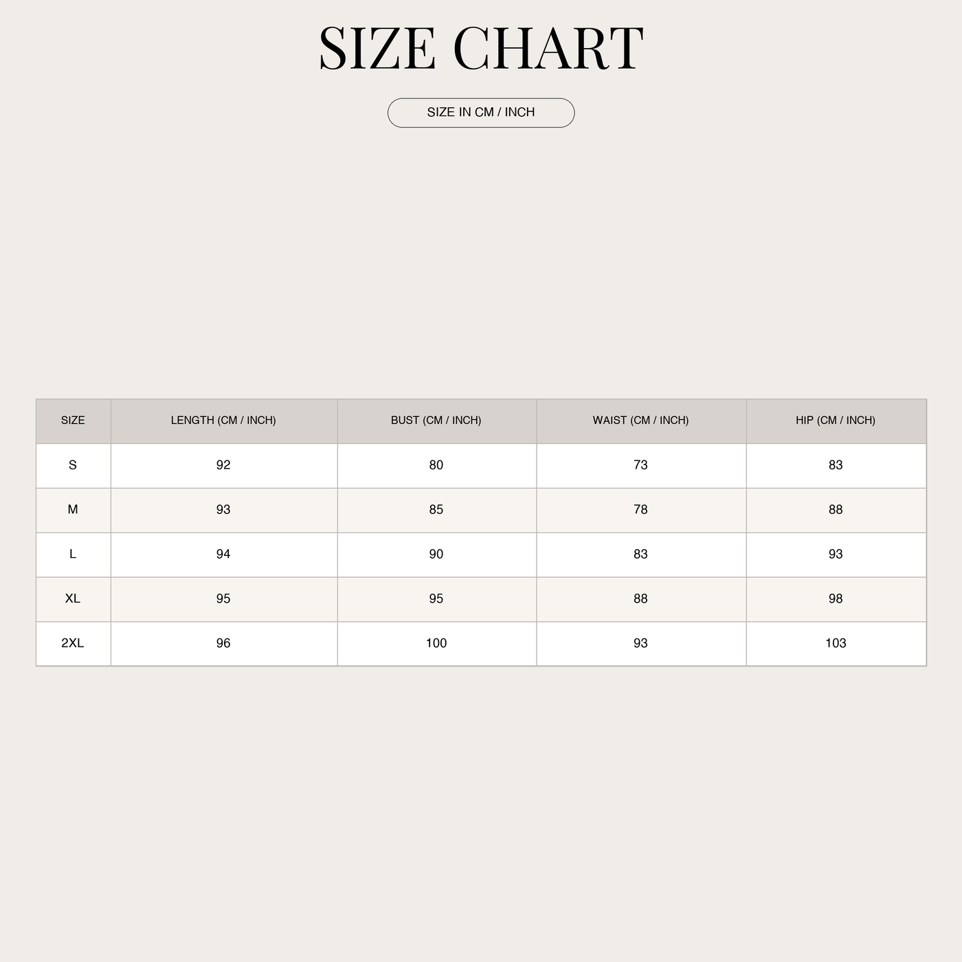 Asymmetrical dress for women – one shoulder with tie size chart
