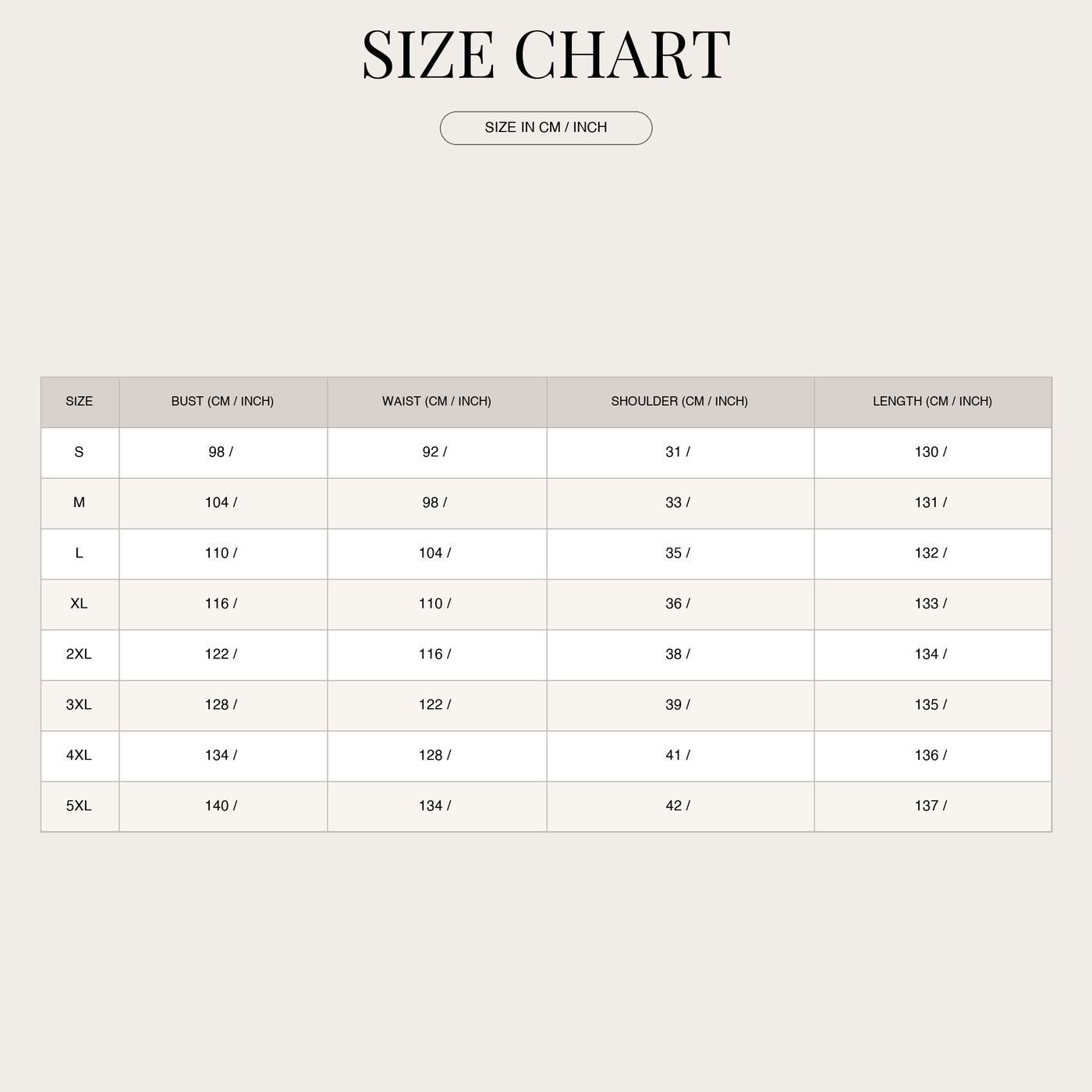 Linen Maxi Dress for Women – Loose Fit and Pockets size chart