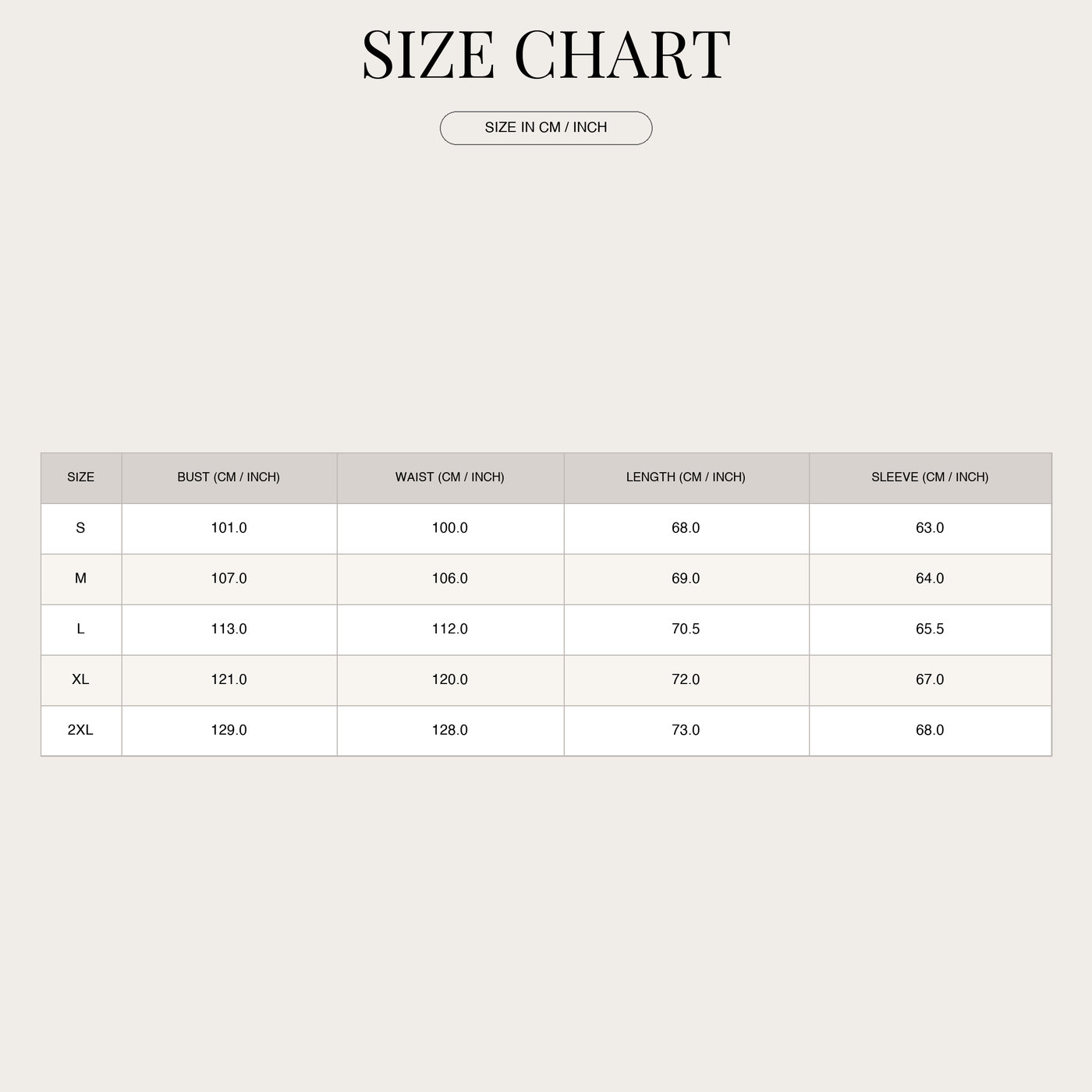 Pin-tuck blouse for women – round neckline with puff sleeves size chart