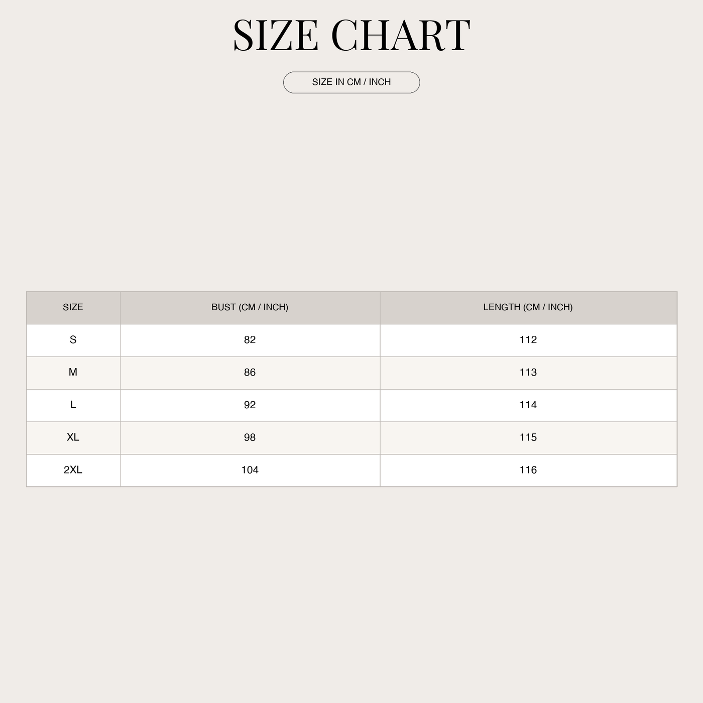Summer dress for women – slit sleeves with round neckline size chart