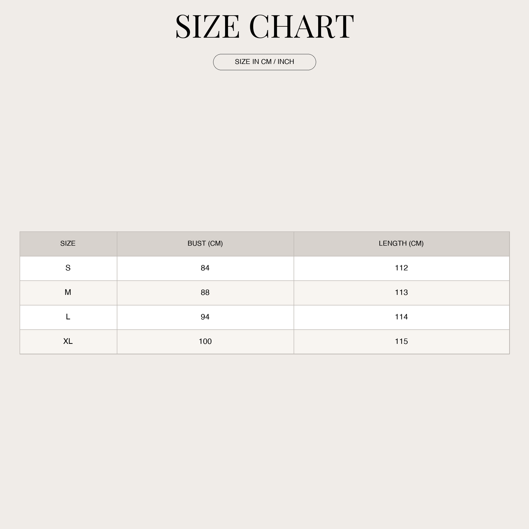 Size chart