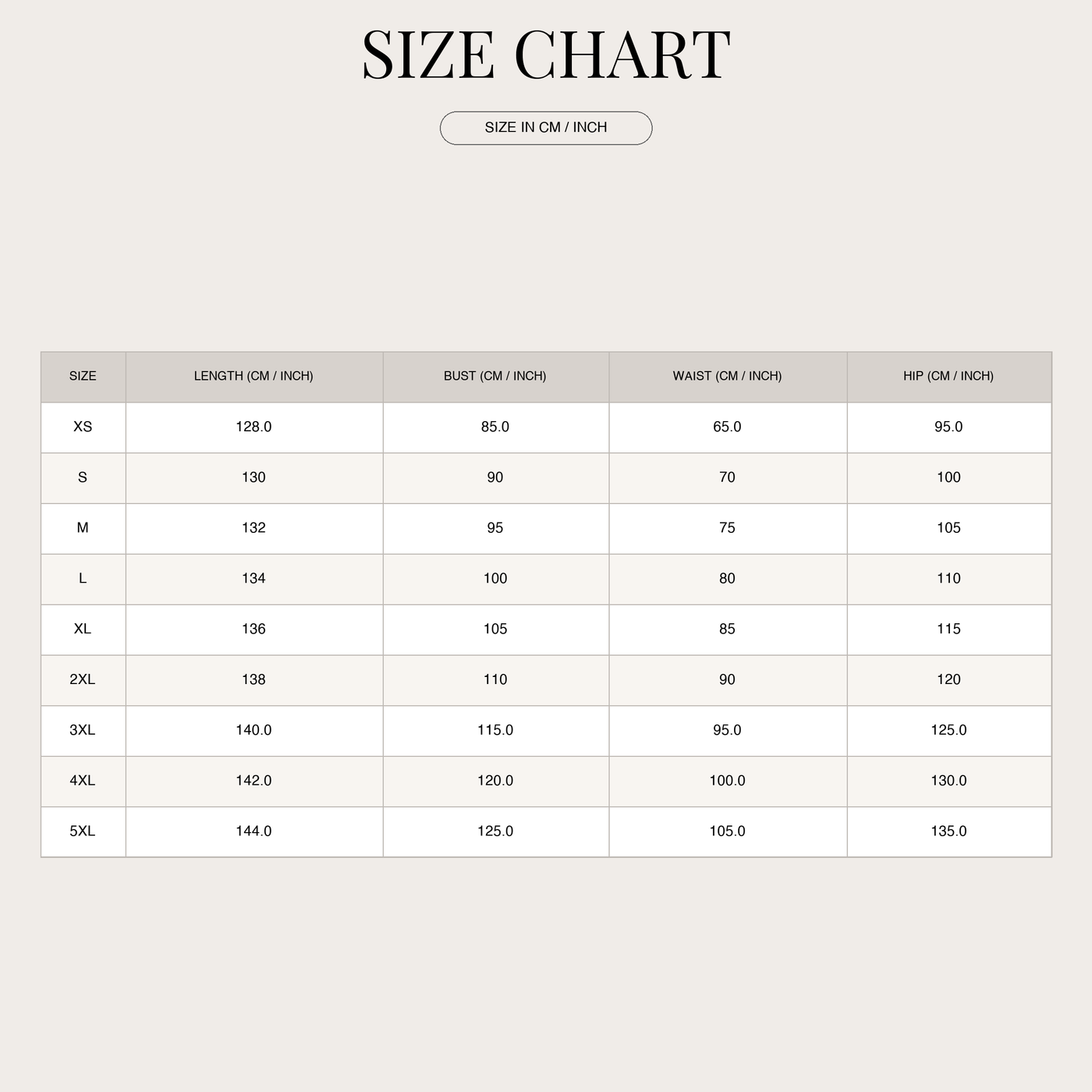 Maxi dress for women – figure-flattering with lace collar size chart