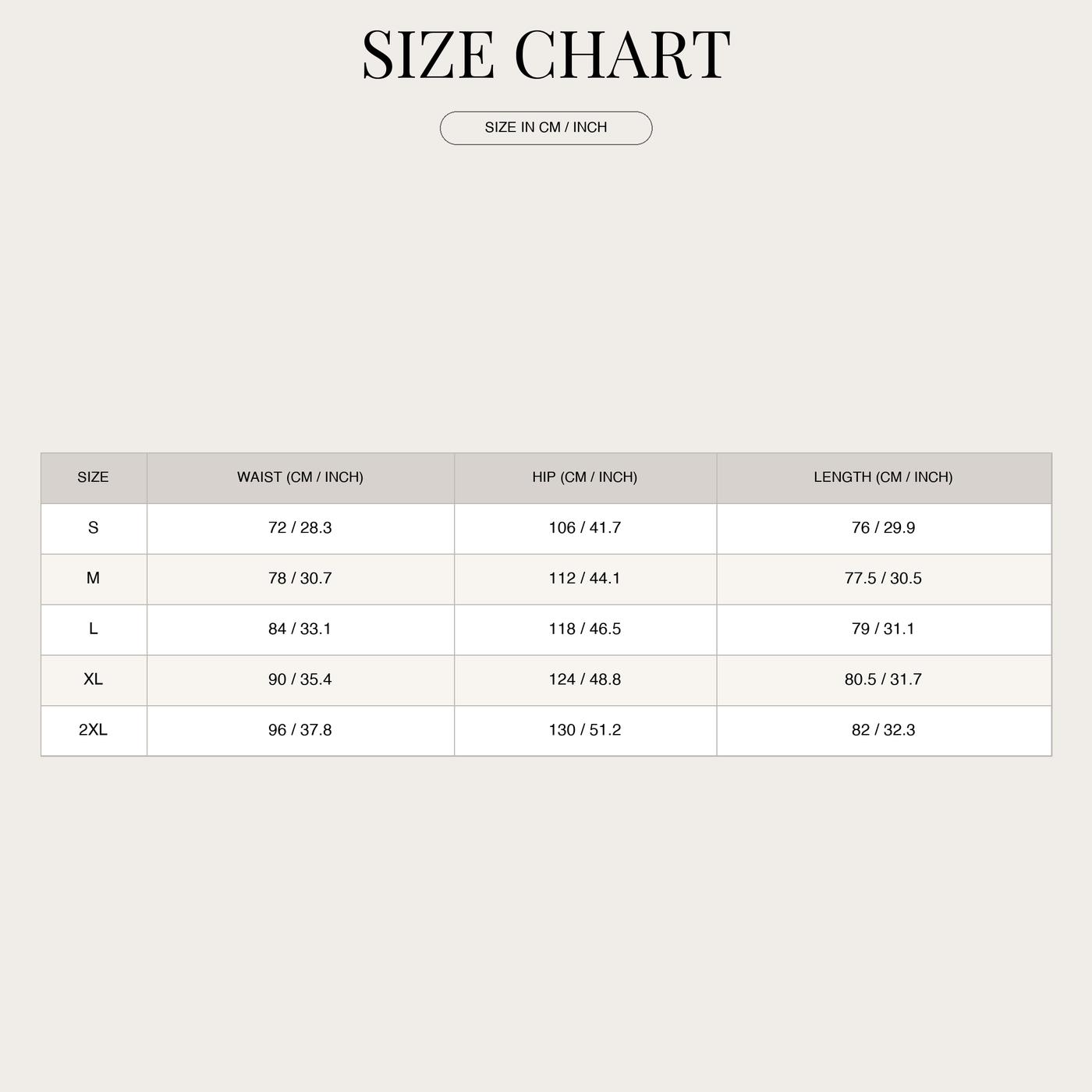 Cargo Pants for Women – Cropped with Cuffed Hem size chart