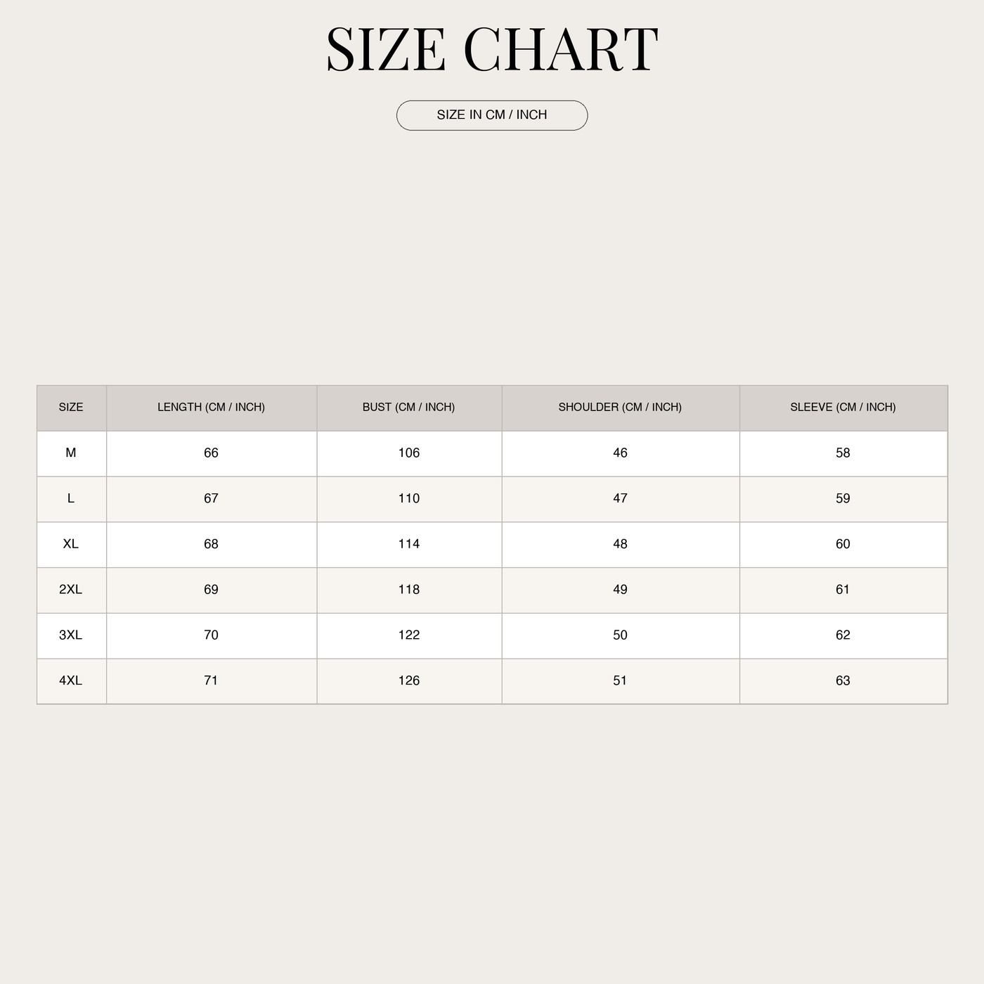 Zip-up jacket for men – lightweight with plaid lining size chart