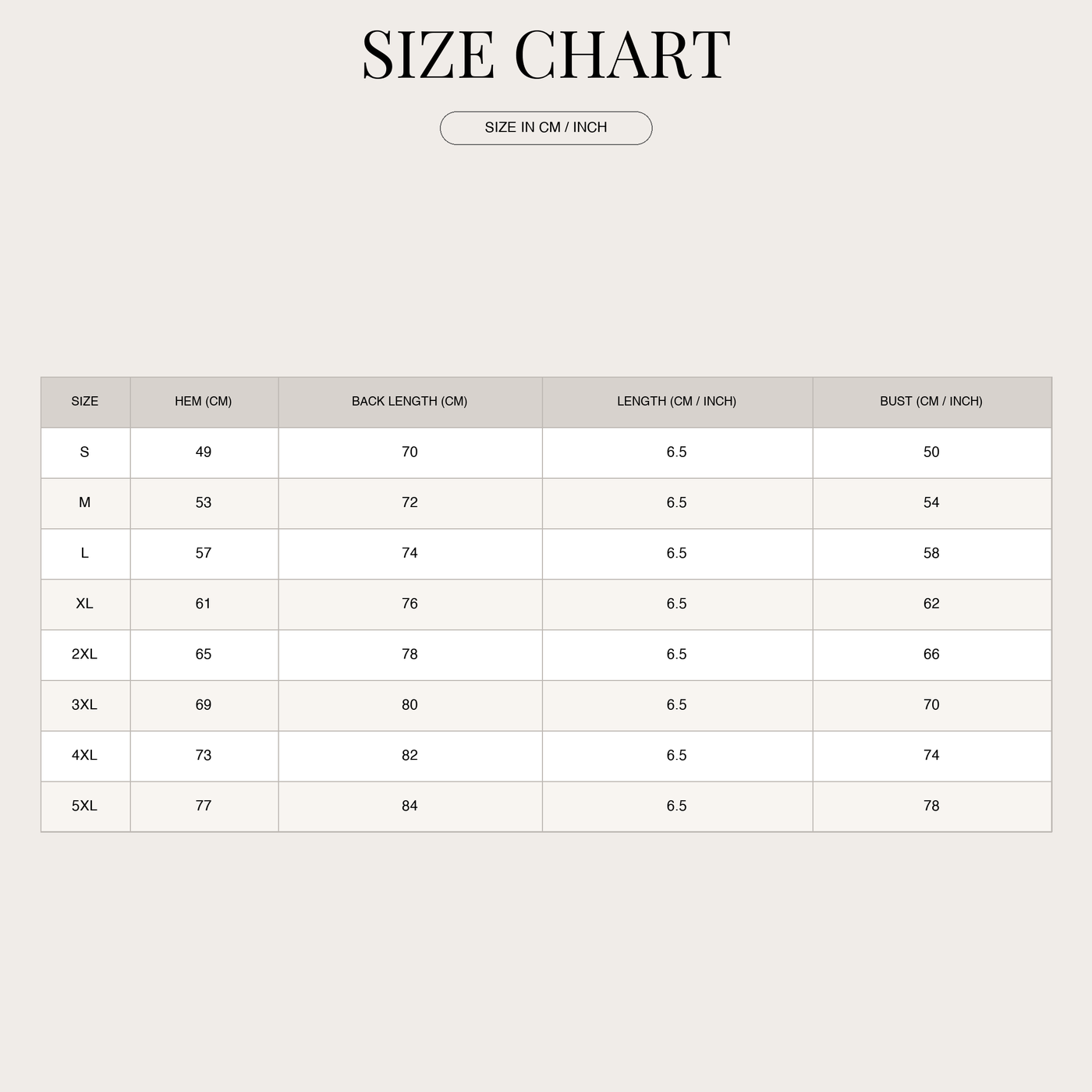 Linen Polo Shirt for Men – Short Sleeve with Button Placket size chart