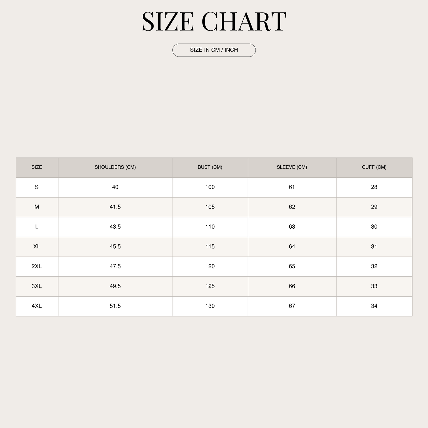 Windbreaker for women – oversized Korean style with many pockets size chart