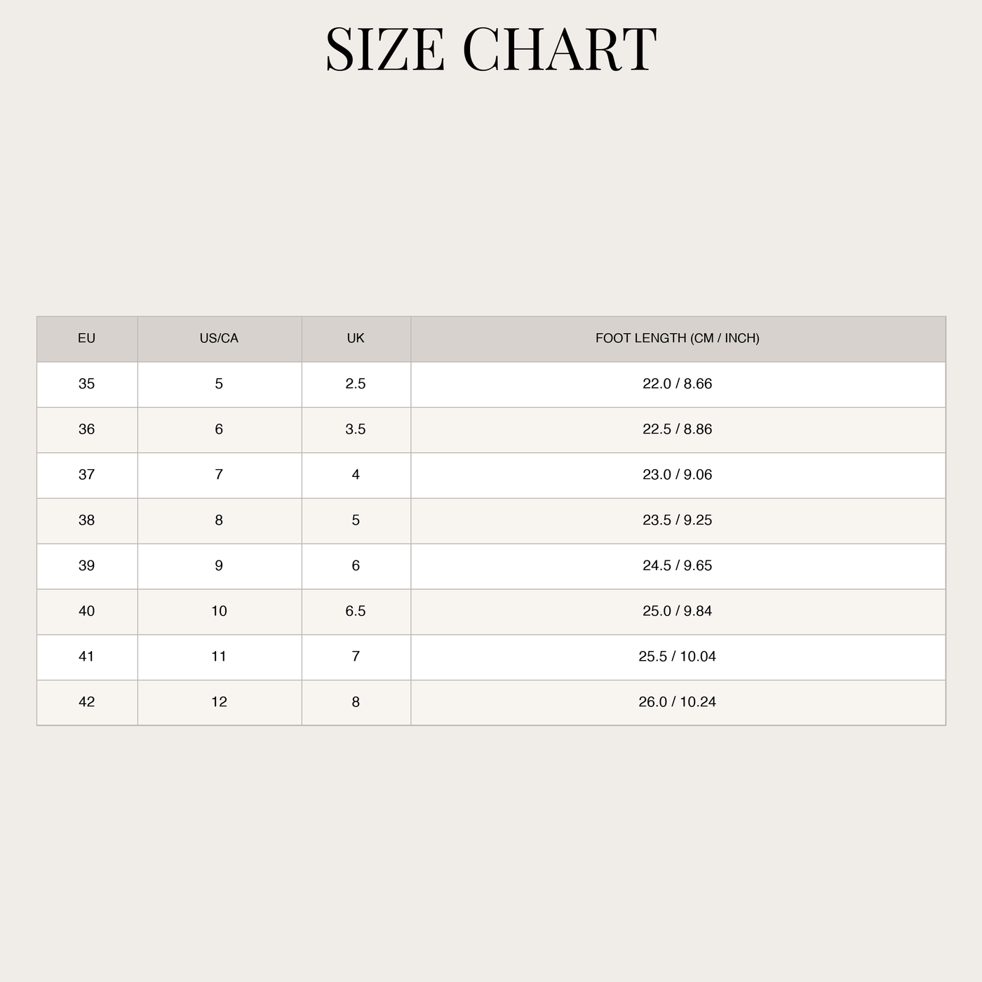 Slip-on shoes for women – casual and comfortable with bow size chart