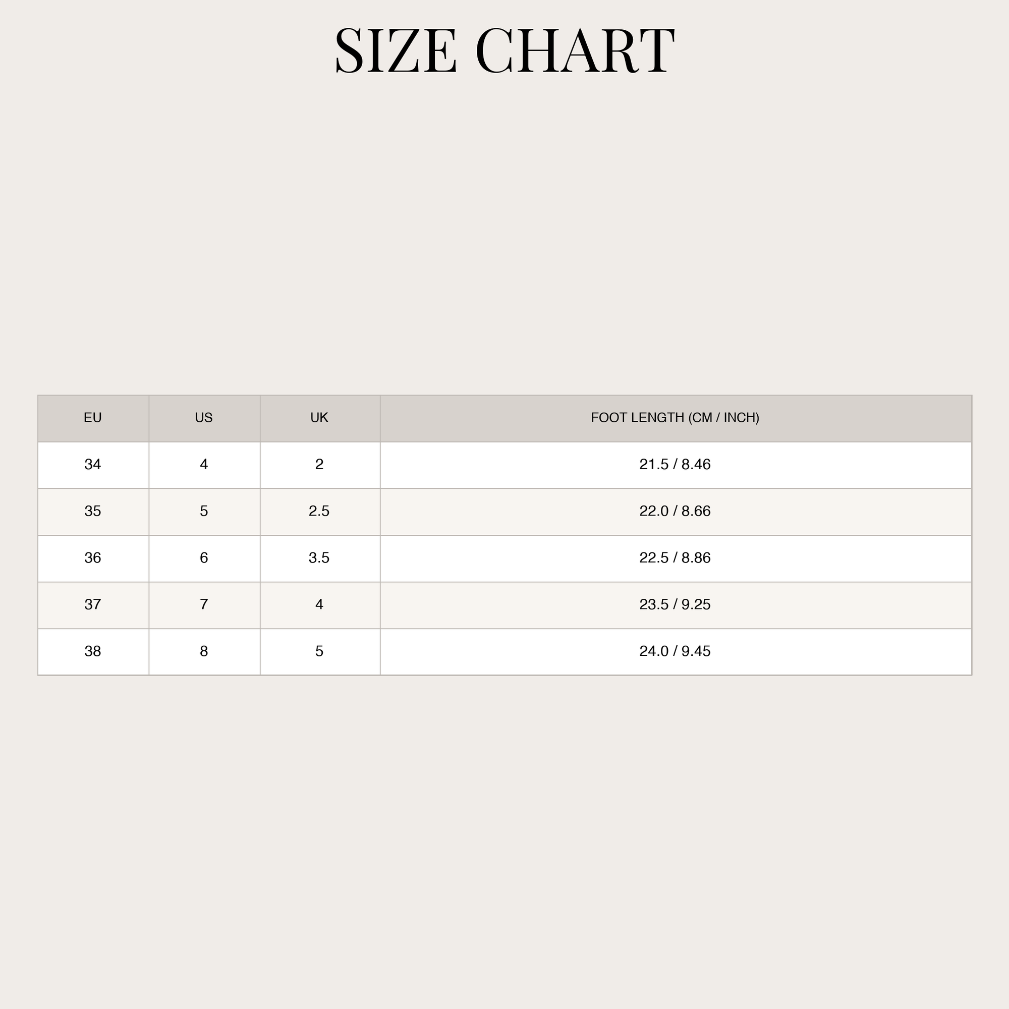 Size chart